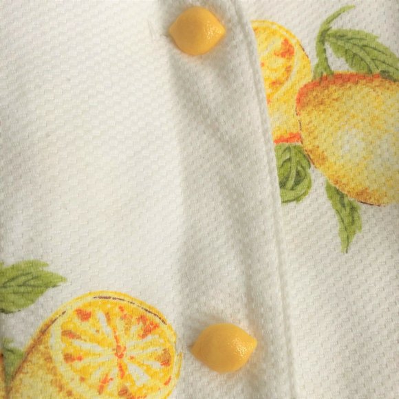 Vintage 90s Y2K Norton McNaughton Waffle Cotton White Lemon Vest - Size 8P - Picture 5 of 10